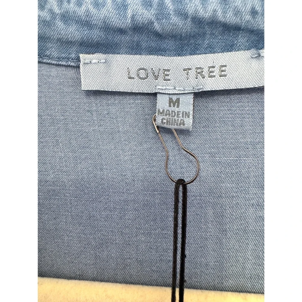 NWT 100% Tencel Love Tree Denim Shirt Dress Medium Light Blue Cowgirl Chic